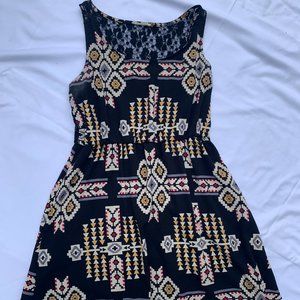 Size Medium IJOAH Black Aztec Pattern Dress